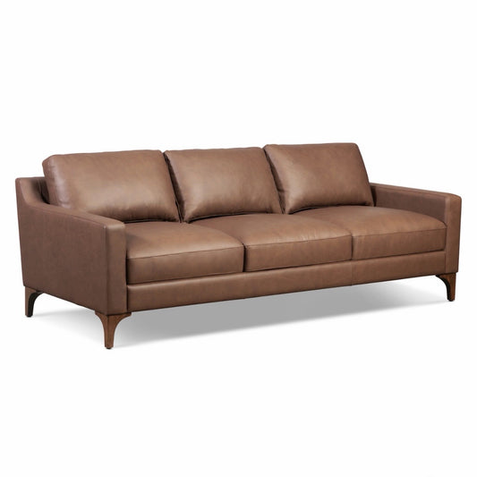 NEW Poly & Bark Sorrento Sofa - Caramel Brown Leather, 86"W x 37"D x 31.5"H