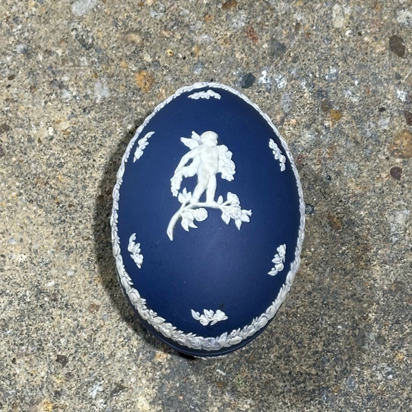 Wedgewood Jasperware Egg Trinket Box, Portland Blue, 4" L x 2.75" W x 2.5" H