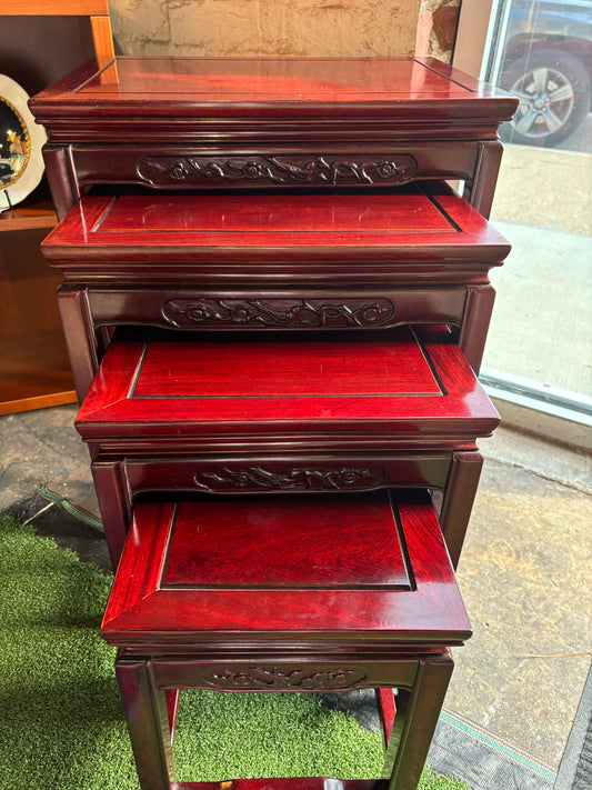 Rosewood Asian style Nesting Tables x 4 - 20"L x 26"H x 14"D