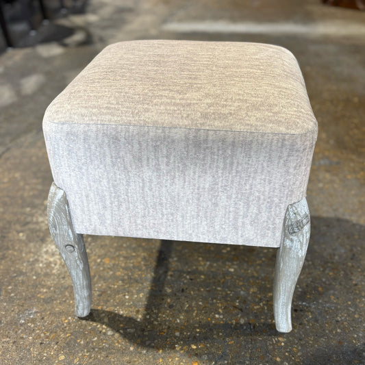 Gray Footstool, square, 17.5" W x 17.5" D x 18" H