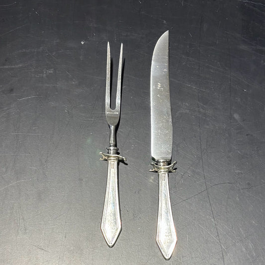 Sterling Handled Carving Set, mono., 10.25" L x 1" W