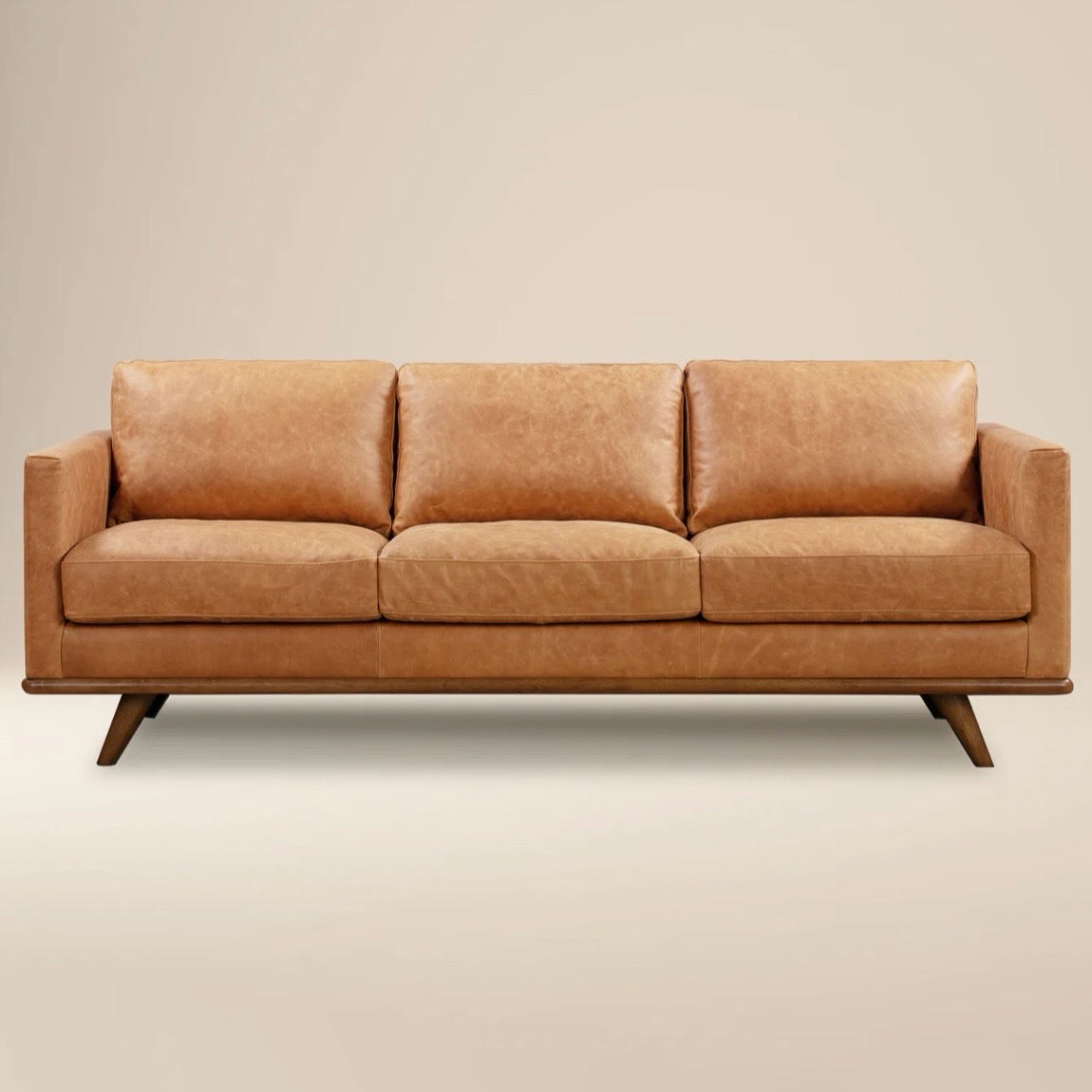 Poly & Bark Nolita Sofa - Cognac Tan, 85"W x 33.25"D x 33"H