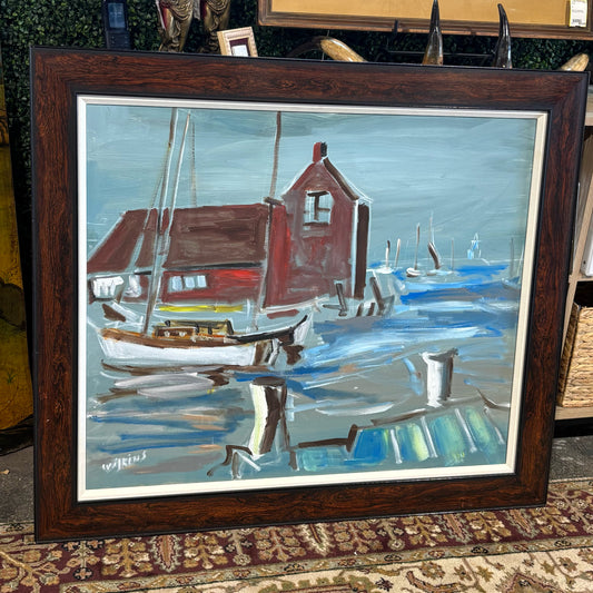Sea Scape Oil Painting, signed "Wilkins", 43" W x 37.25" H x 1" D