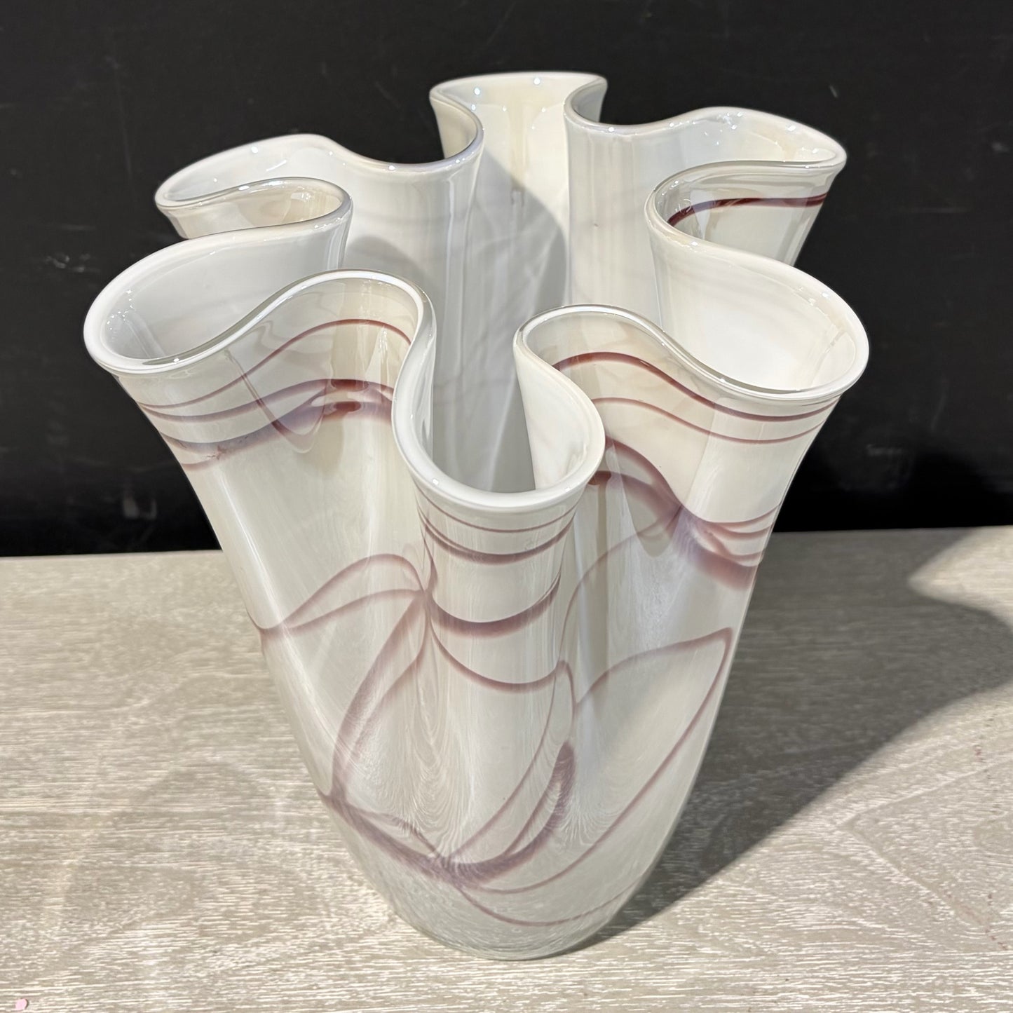 VTG Art Glass Handkerchief Vase, 8.25"Dia x 9"H