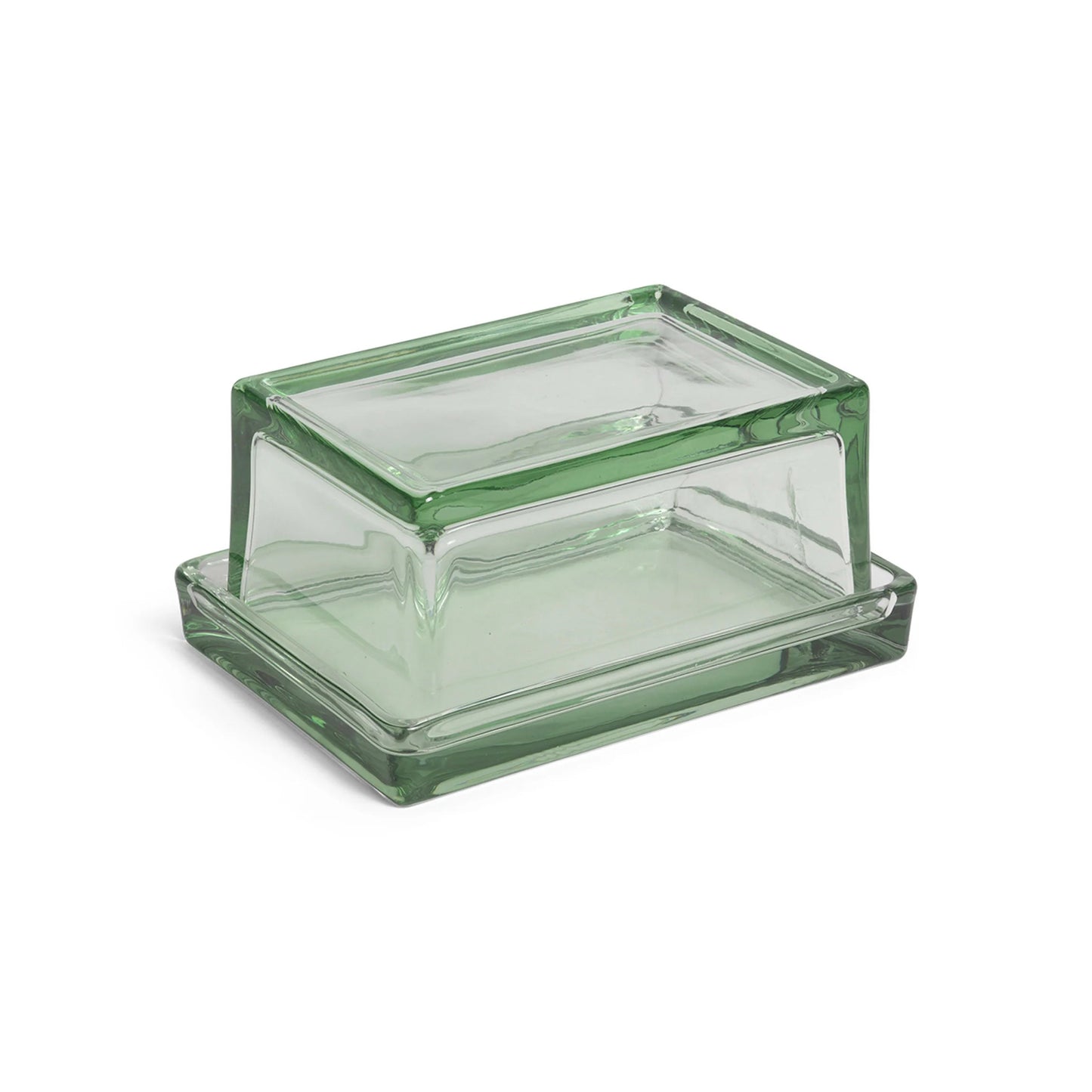 Ferm Living Oli Butter Box, Clear Green Hue Glass, 4.1" W x 5.7" D x 2.8" H