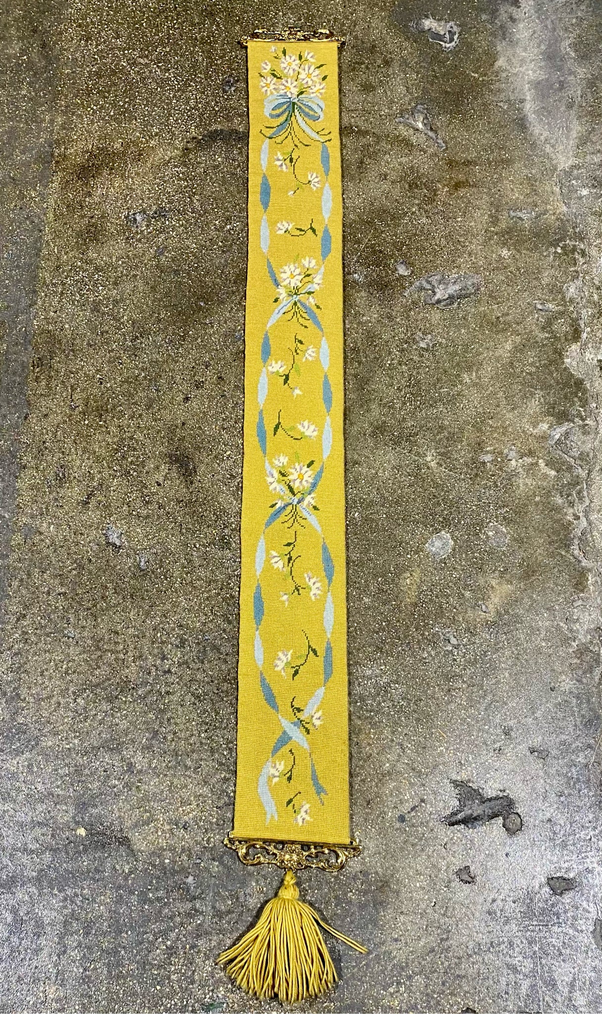 Vintage Needlepoint Bell Pull, 70"L x 8"W x .25"D