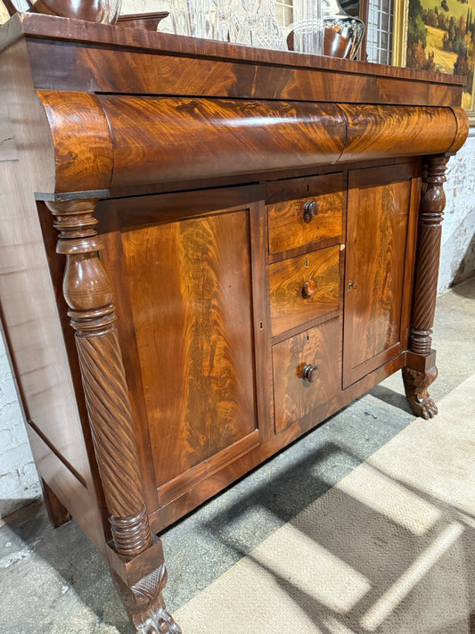 Antique Empire Barley Twist sideboard, mahogany, 54"W x  22.5"D x 60"H