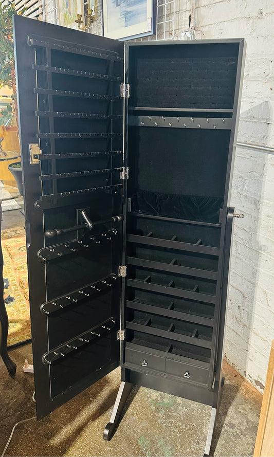 Mirrored Jewelry Cabinet Organizer, 18" L x 20" D x 30.75" H