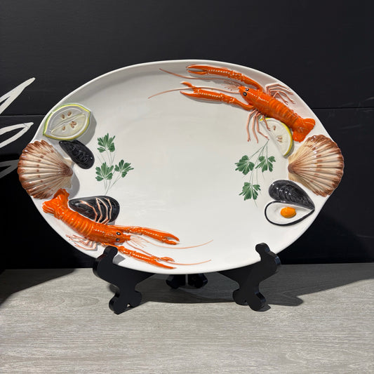 VTG Italian Majolica Platter, 20"W x 14"H