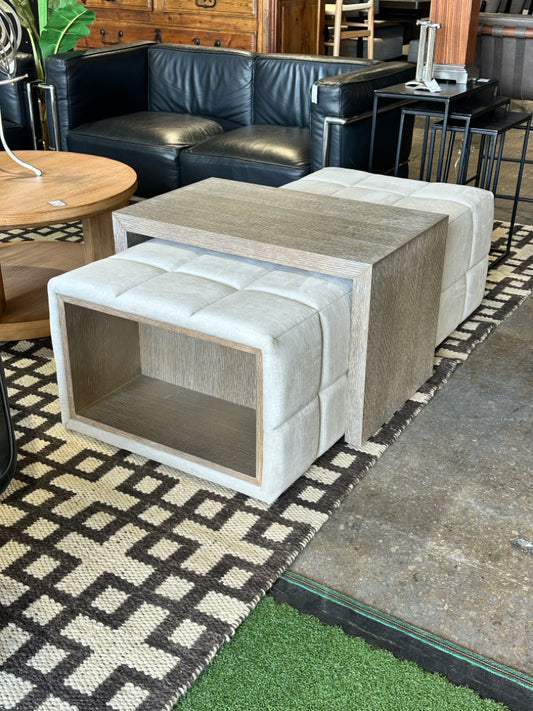 Lumin Cocktail Ottoman, weathered gray/tufted upholstery, 54"W x 30"D x 19"H
