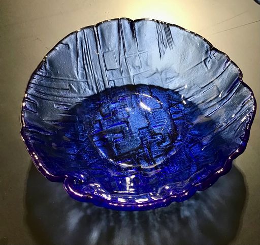 Cobalt Blue Glass Bowl 11.5" W x 3.5" H