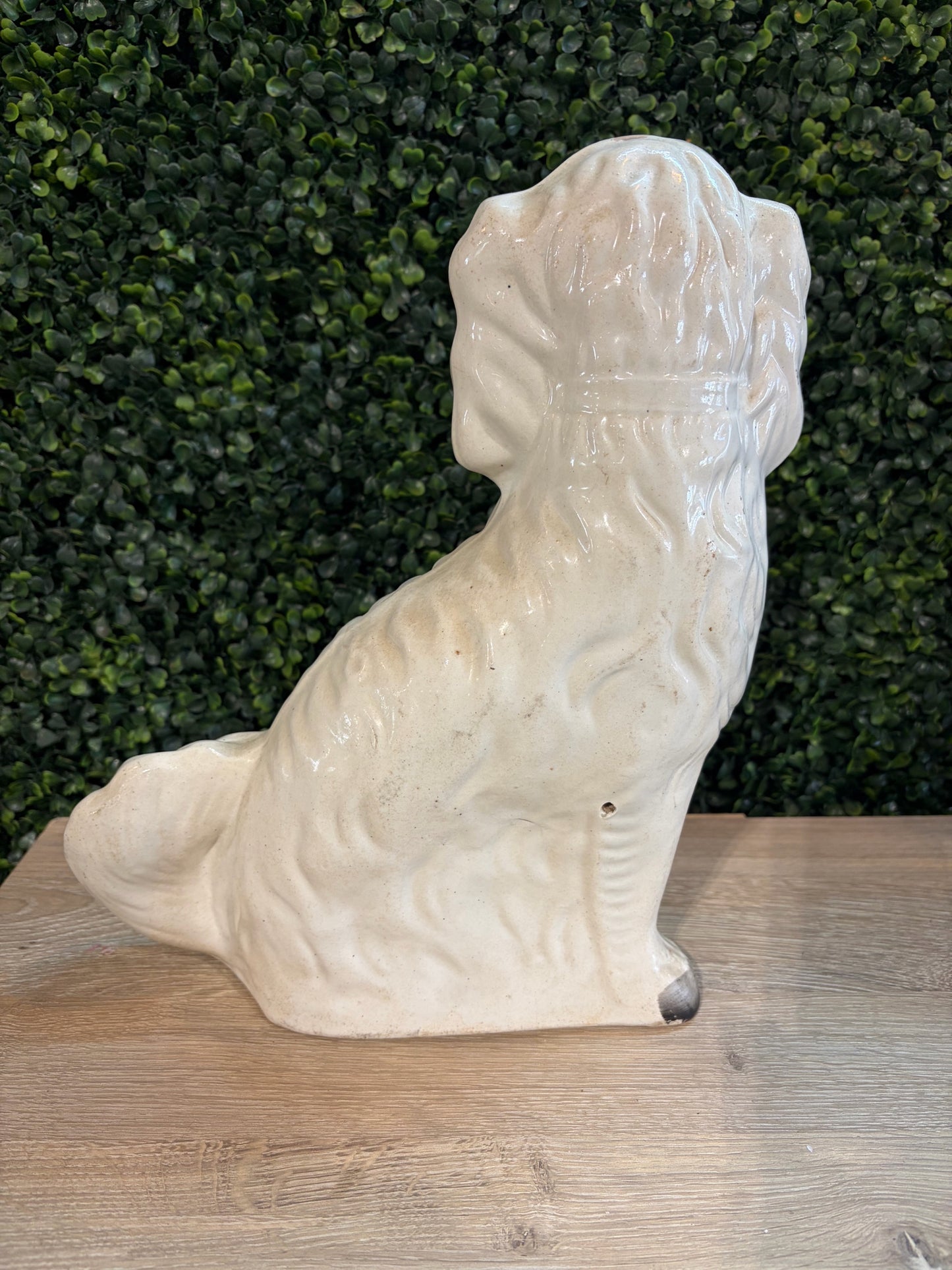 Antique Staffordshire King Charles Spaniel, 10"W x 5"D x 12"H