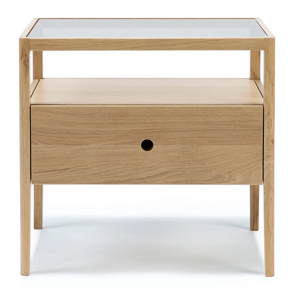Ethnicraft Spindle Nightstand, Oak, 21.7"W x 13.8"D x 20.5"H