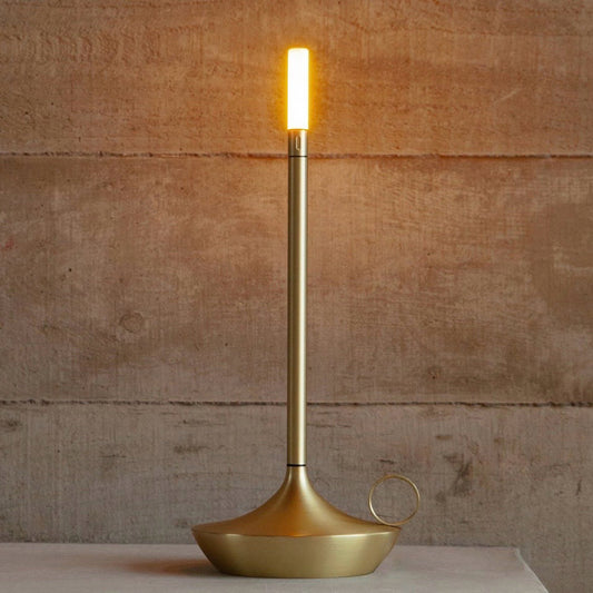 Wick Portable Table Lamp, Brass, 4.7" Dia x 10.2"H