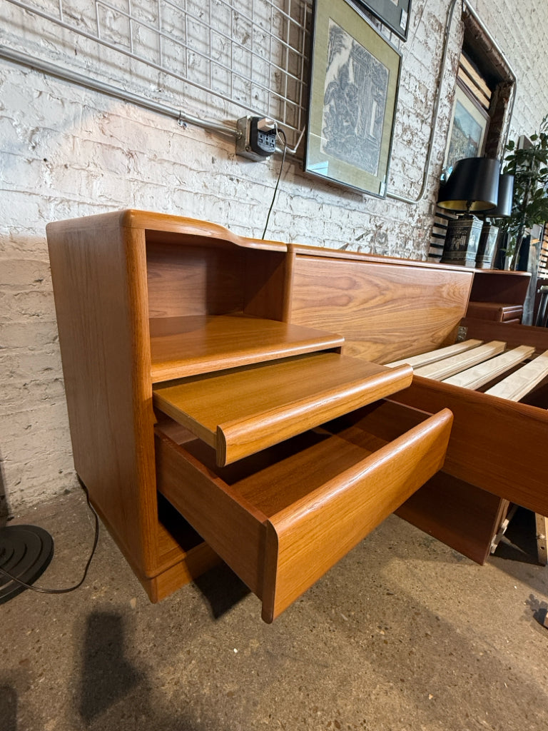 PAIR of MCM Mobican Teak bedside tables, 22"W x 18"D x 29.5"H