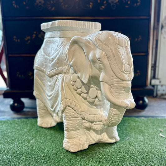Vintage Elephant Side Table / Plant Stand / Stool, 26" L x 12" W x 21" H