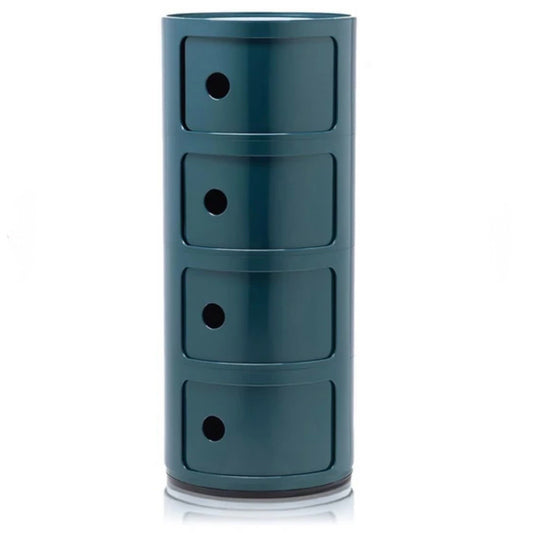 Kartell Componibili 4-Door Round Storage Unit, Blue Glossy,  12.6" Dia x 30.4"