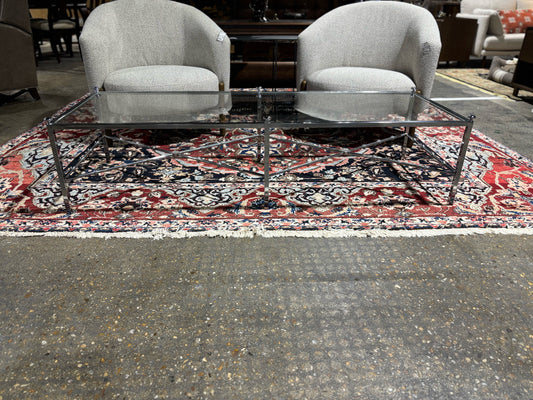 Chrome Faux Bamboo & Glass Coffee Table 66" L x 24" W x 16" H