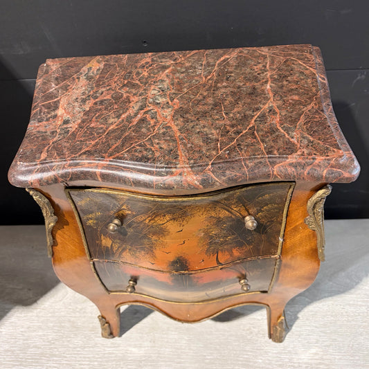 Small Cocktail Chest W/ Marbel Top, 15"W x 9.75"D x 16.5"H