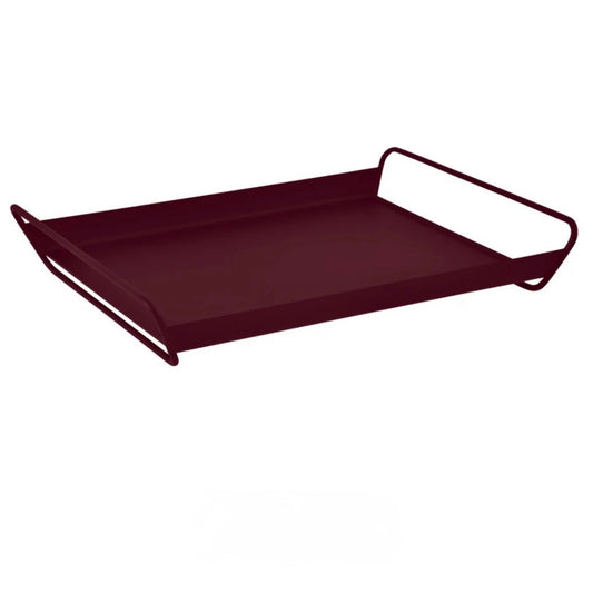 Alto Metal Tray with Open Handles, Black Cherry (Textured)