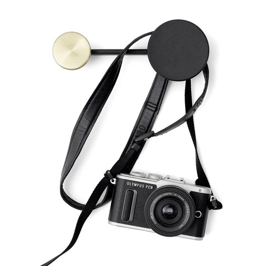 Afteroom Coat Hanger, Black/Brass, 8.3"   W x 1.6"D x 2.9"H