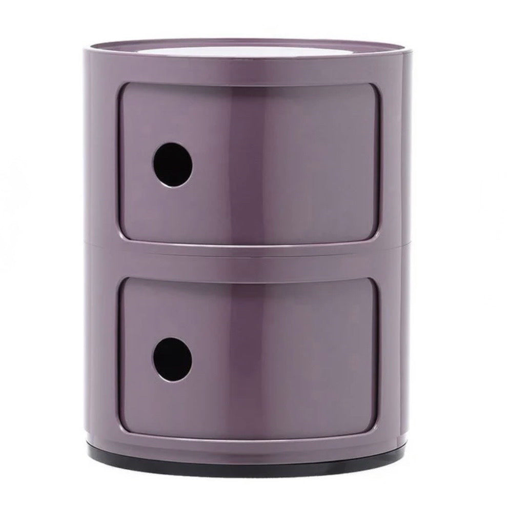 Kartell Componibili 2-Door Round Storage Unit, Violet Gloss, 12.6 Dia x 15.75" H