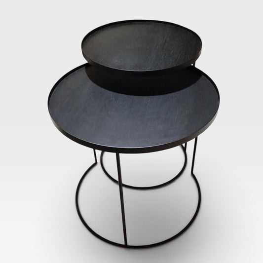 Ethnicraft Round Tray Side Table Set, 24.5"W x 24.5"D x 22.5"H