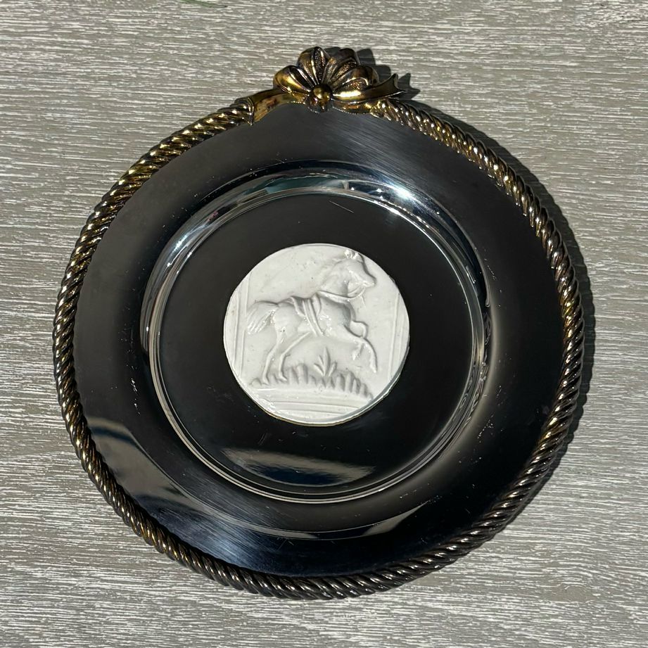 Horse Intaglio on Silverplated Dish 7" H x 6.5: W x .5" D