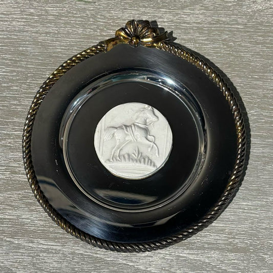 Horse Intaglio on Silverplated Dish 7" H x 6.5: W x .5" D