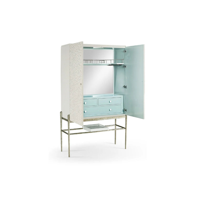 'NEW' Jonathan Charles Pelagic cast metal bar cabinet, 46"W x 20"D x 81"H