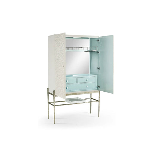 'NEW' Jonathan Charles Pelagic cast metal bar cabinet, 46"W x 20"D x 81"H
