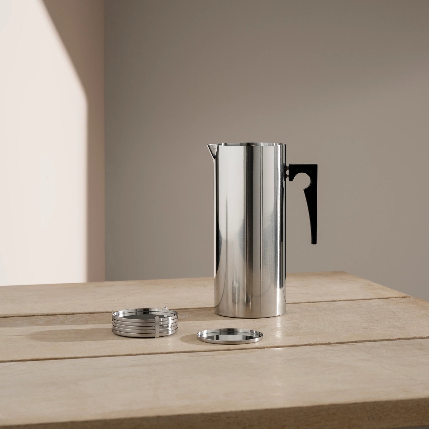 Set of 6 Stelton AJ Coasters, Stainless Steel, 3.3" Dia