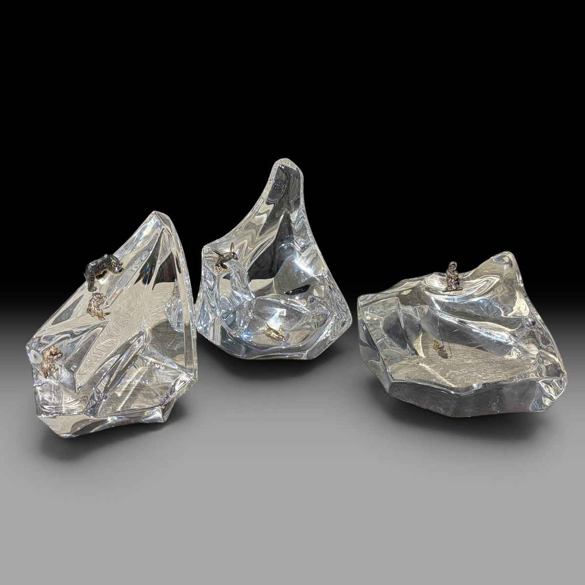 VTG Franklin Mint Crystal Iceberg Sculptures (Set of 3) by James Carpenter
