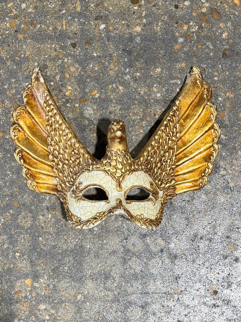 Venetian carnival mask, winged, 14.5"L x 12"W x 4"D