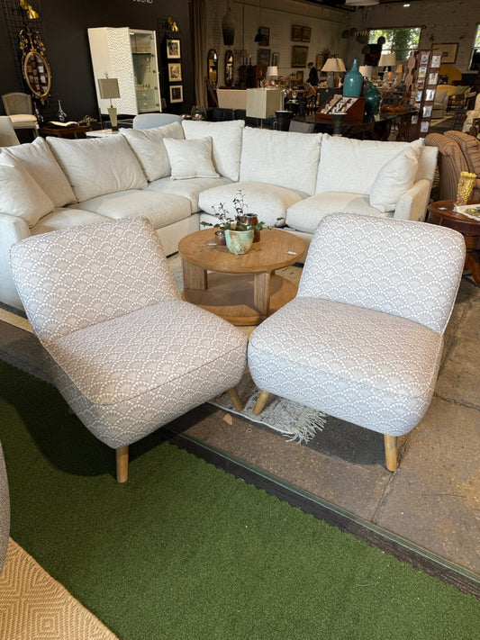 PAIR of gray/white occasional chairs