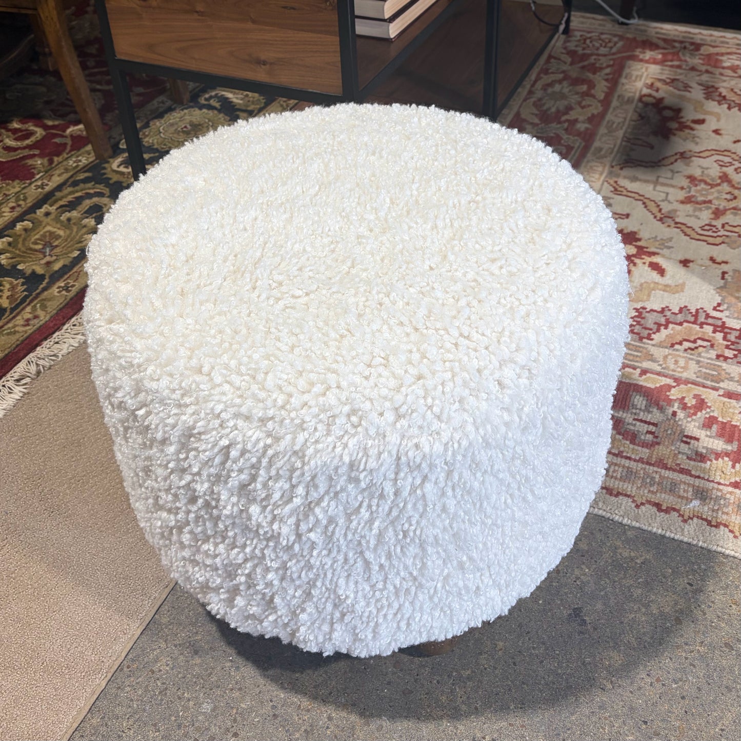 NEW Aniston Ottoman, Andes Natural / Distressed Natural, 22.5"Dia x 20.5"H