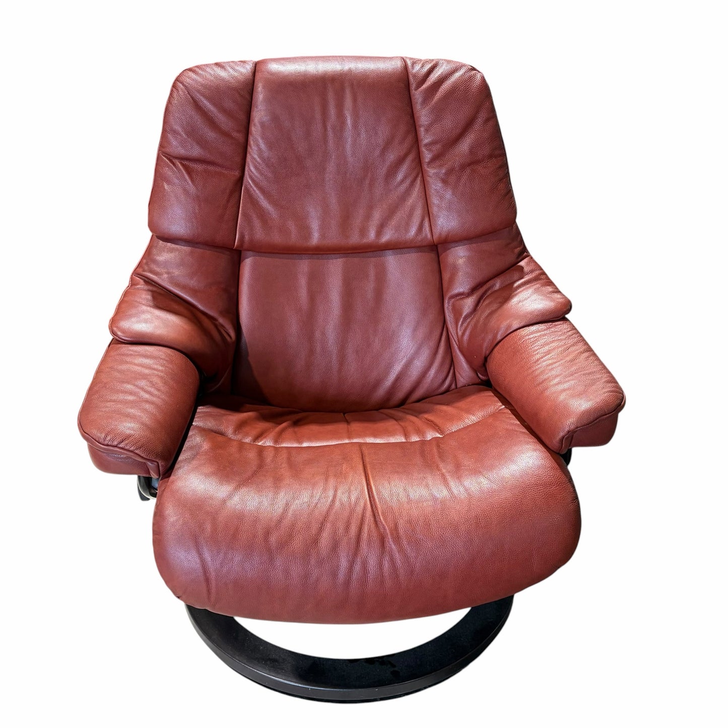 Ekornes Stressless Reno Recliner & Ottoman, Red Leather