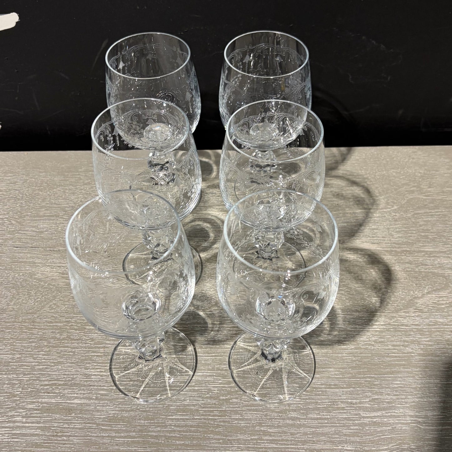 Set of 6 Bohemia Crystal Cascade Wine Glasses 5.5"H x 3"Dia