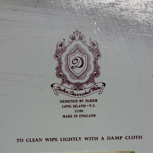 Vintage Daher Floral Tin Tray, 16"Dia x 1.5"H