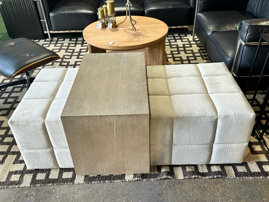 Lumin Cocktail Ottoman, weathered gray/tufted upholstery, 54"W x 30"D x 19"H