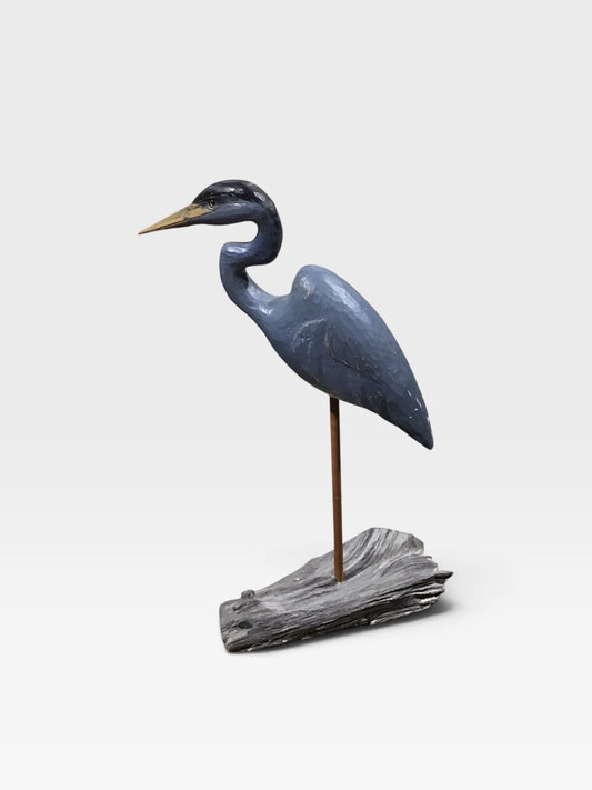 Wood Heron Sculpture 19"Wx 9"D x 33"H