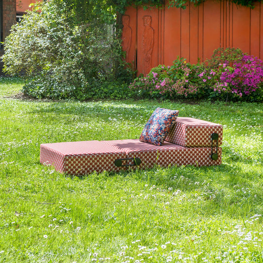 Kartell x Liberty Trix Outdoor Chaise Lounge, Obi Check Rust, Weather-Proof