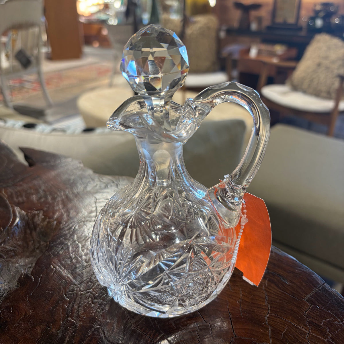 Crystal Cruet w/Stopper, 6.5"H x 4"W