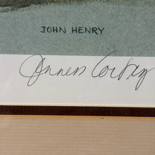 Signed Print "John Henry" by Cortez, 21"W x 18.25"H