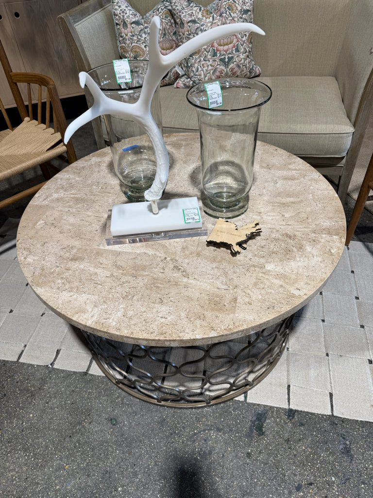 Stone/Antiqued Brass finish Coffee Table