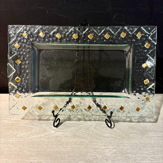 Rectangular Clear Glass Tray, 14.5"W x 9"D x 1.25"H