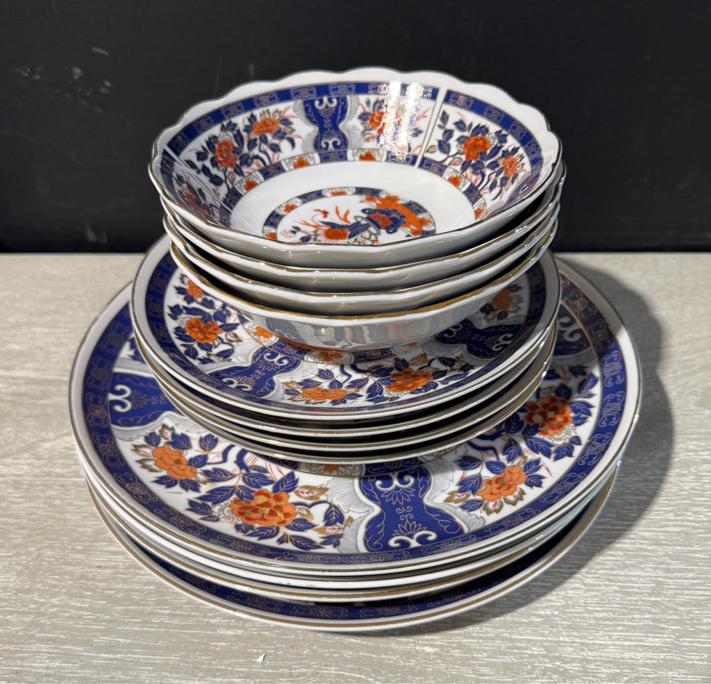 (4) 3 Piece Place Settings, "Flower Garden" by Heygill Imports