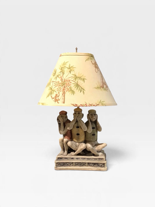 VTG Plaster Base Lamp with Monkeys 15"W x 10"D x 23"H