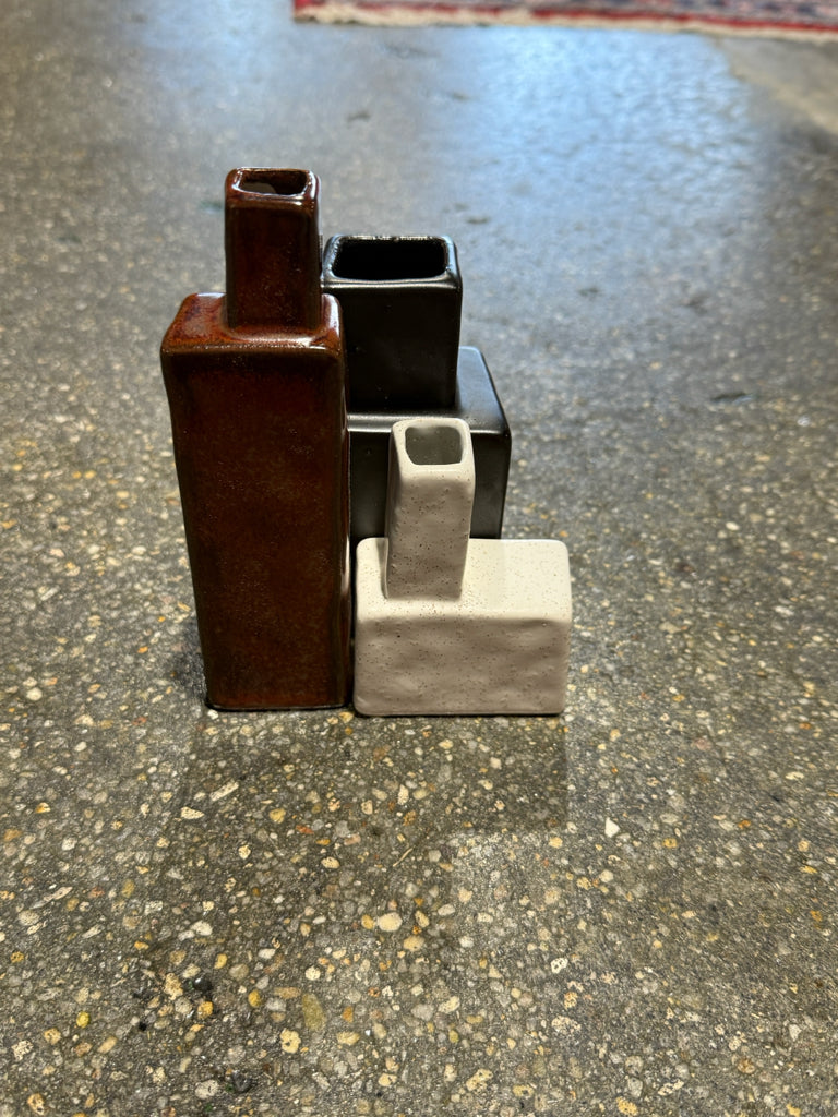 Koa Vase (Set of 3), glazed ceramic, 4.8"H to 6.1"H