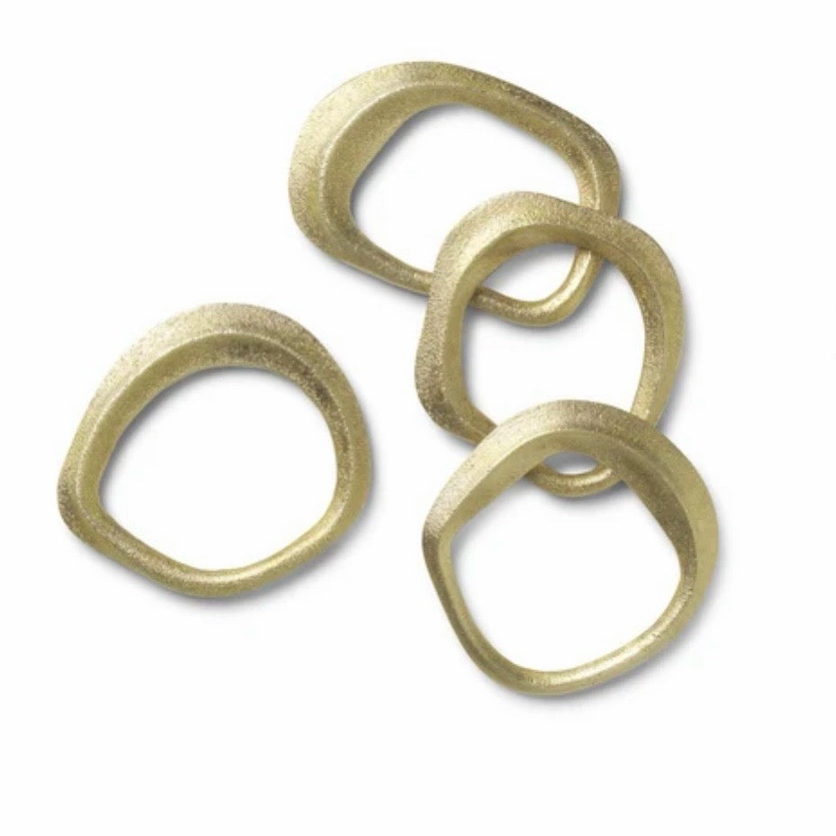 Flow Napkin Rings (Set of 4), Brass, 2.8" W x 2.6" D x 0.4"H